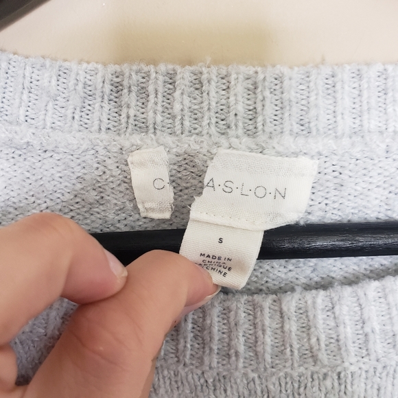 Caslon crewneck sweater in grey blue evie stripe S - Picture 3 of 6